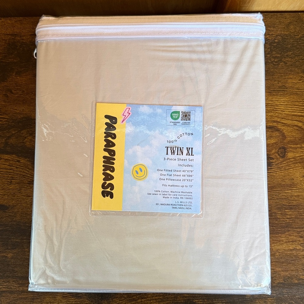 Paraphrase Twin XL Sheet Set - Soft Beige
